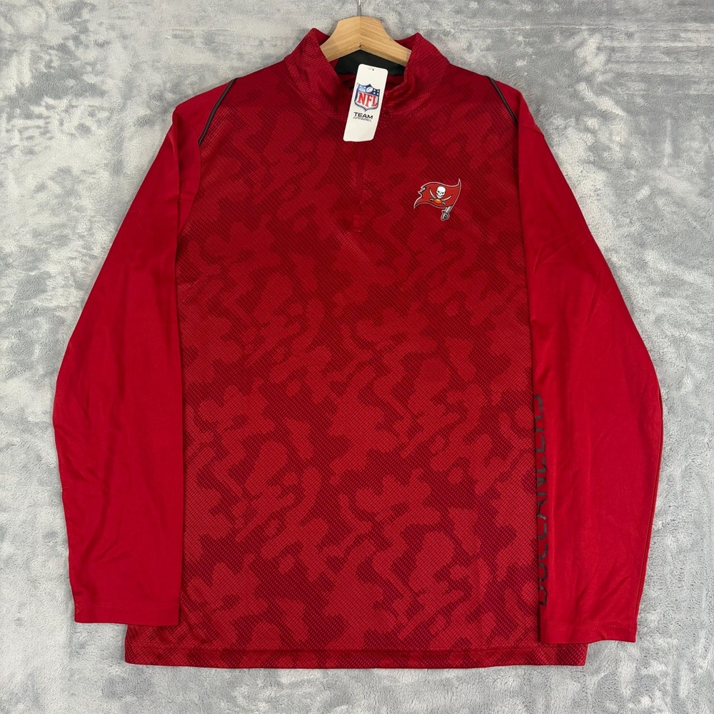 Tampa Bay Buccaneers 1/4 Zip Pullover Mens Large Red Camo NFL Team Apparel NWT